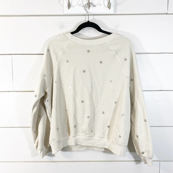 Wildfox Beige Twinkle Foil Star LS Crew Sweater - Picture 3 of 7